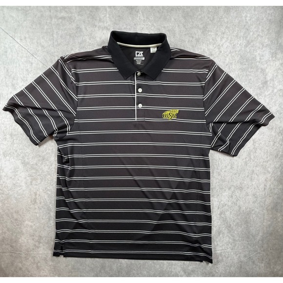 Cutter & Buck Other - Cutter Buck Wichita State Shockers Mens XL Polo Shirt Black White Stripe DryTec